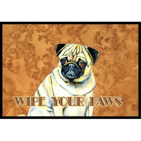 Carolines Treasures 24 x 36 In. Fawn Pug Wipe Your Paws Indoor Or Outdoor Mat LH9456JMAT